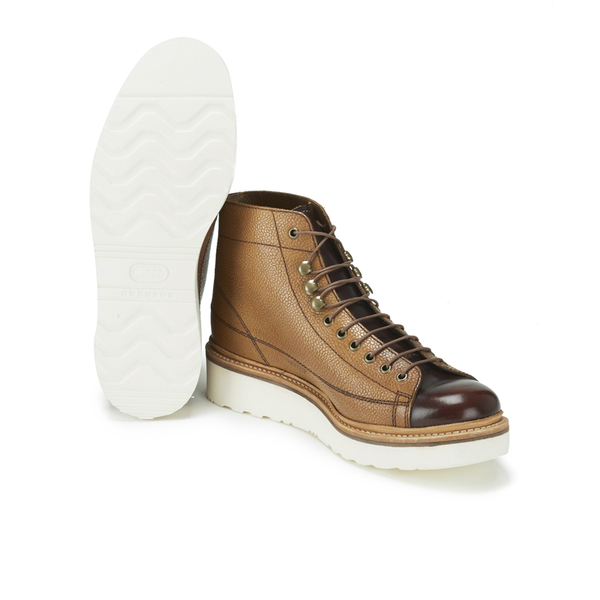 Grenson Men's Andy Grain Leather Laceup Monkey Boots Tan FREE UK