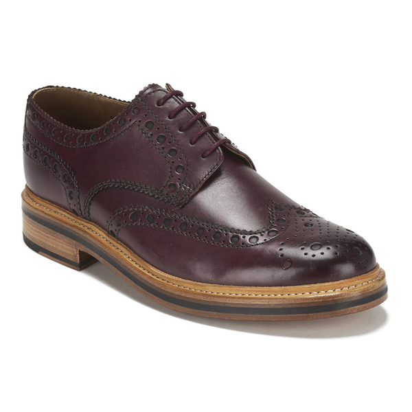 Grenson Men's Archie Leather Brogues - Burgundy - FREE UK Delivery
