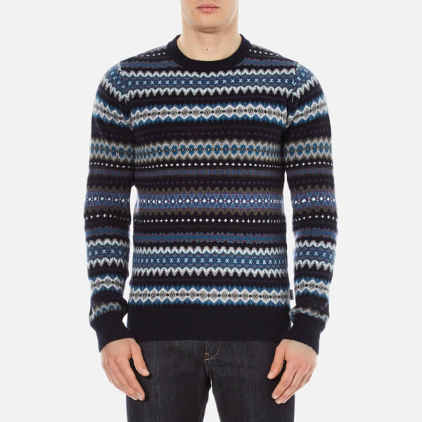 Barbour Heritage Men's Caistown Fairisle Knitted Jumper - Navy - Free ...
