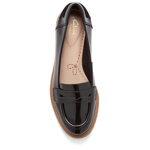clarks black patent loafers