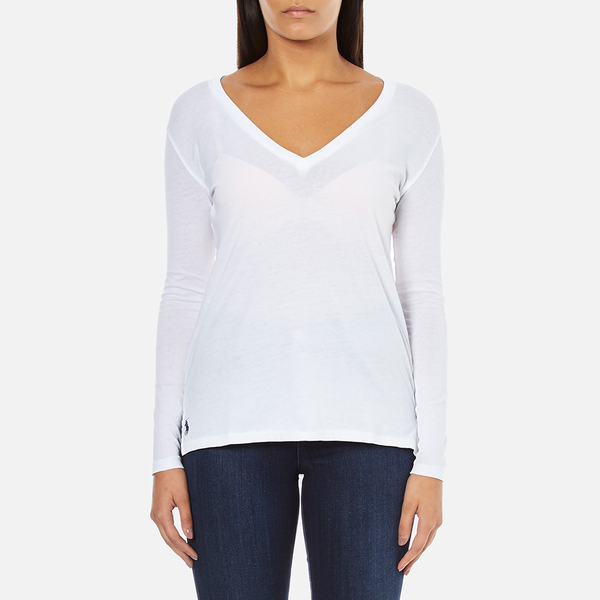 Polo Ralph Lauren Women's V Neck T-Shirt - White - Free UK Delivery ...