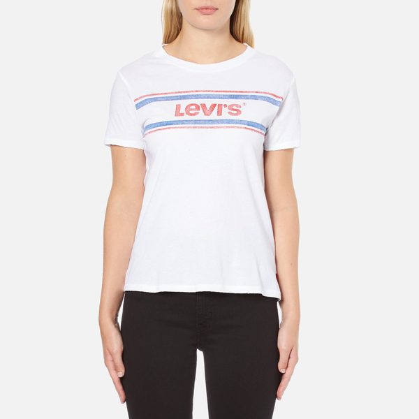 logo vintage t levis shirt White Shirt Levi's Women's T  Stripe Perfect Vintage