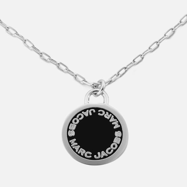 Marc Jacobs Women's Enamel Logo Disc Pendant Necklace - Black/Argento ...