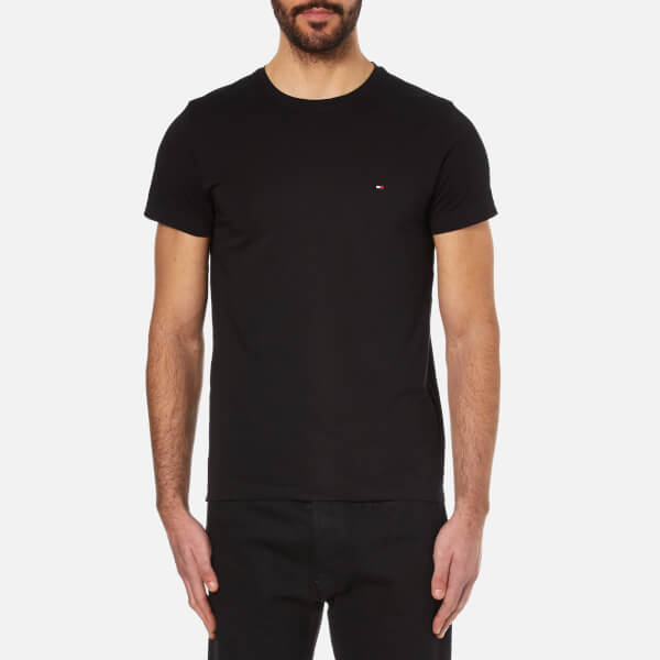 Tommy Hilfiger Men's New Stretch Crew Neck T-Shirt - Flag Black ...