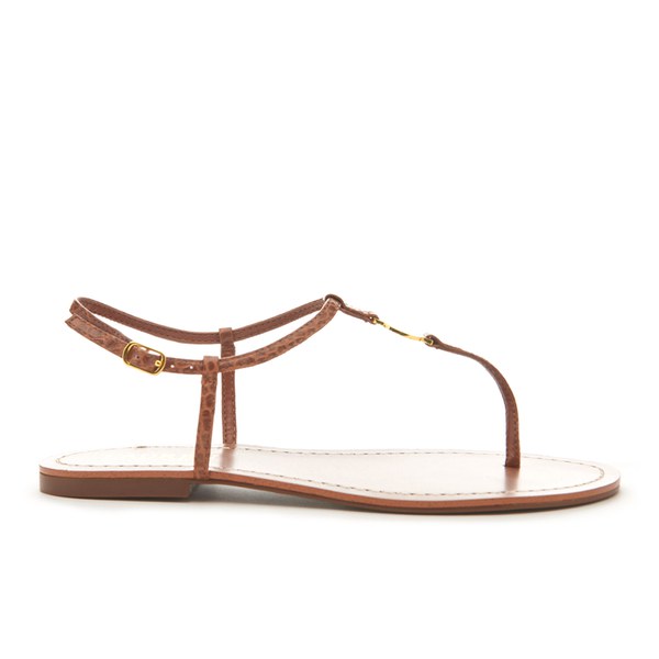 Lauren Ralph Lauren Women's Aimon T-Bar Croc Flat Sandals - Polo Tan ...