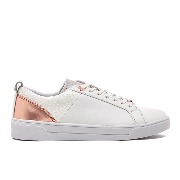 Ted Baker Women's Kulei Leather Cupsole Trainers - White/Rose Gold ...