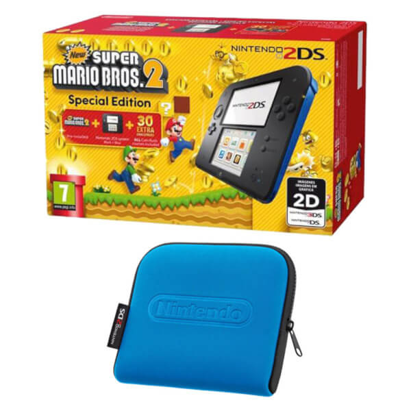 Nintendo 2DS Blue/Black + New Super Mario Bros 2 + Blue Case Nintendo