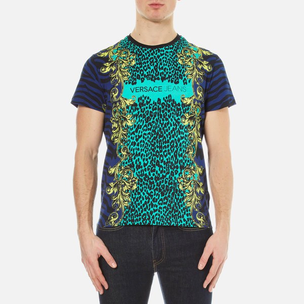 Versace Jeans Men's Leopard Print T-Shirt - Blue Clothing | TheHut.com