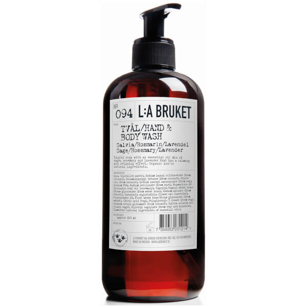 Click to view more detailed imagery on our partner's website L:a Bruket No. 094 Hand & Body Wash 450ml - Sage/rosemary/lavender
