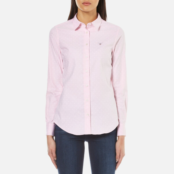 GANT Women's Stretch Oxford Printed Dot Shirt Light Pink Womens
