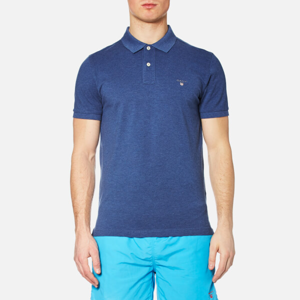 GANT Men's Original Pique Rugger Polo Shirt - Ocean Blue Melange ...