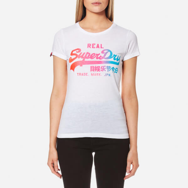 Superdry Women's Vintage Logo Burn Out T-Shirt - Optic street的圖片搜尋結果