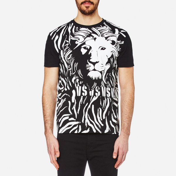 Versus Versace Men's Lion Large Logo T-Shirt - Black/White - Free UK ...