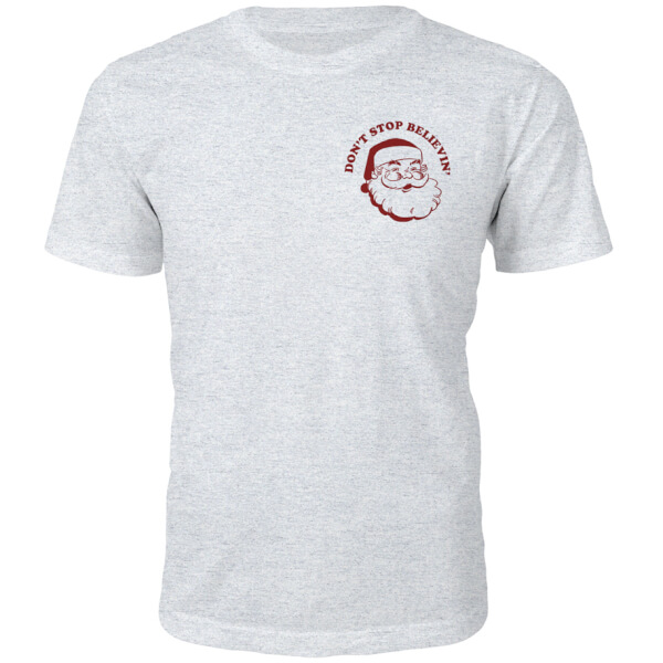 The Christmas Collection Don't Stop Believin' Christmas T-Shirt - Grey - XL - Grey | adult