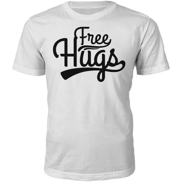 The Slogan Collection Free Hugs Slogan T-Shirt - White - XXL - White | adult