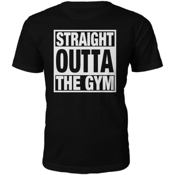 The Slogan Collection Straight Outta The Gym Slogan T-Shirt - Black - XL - Black | adult