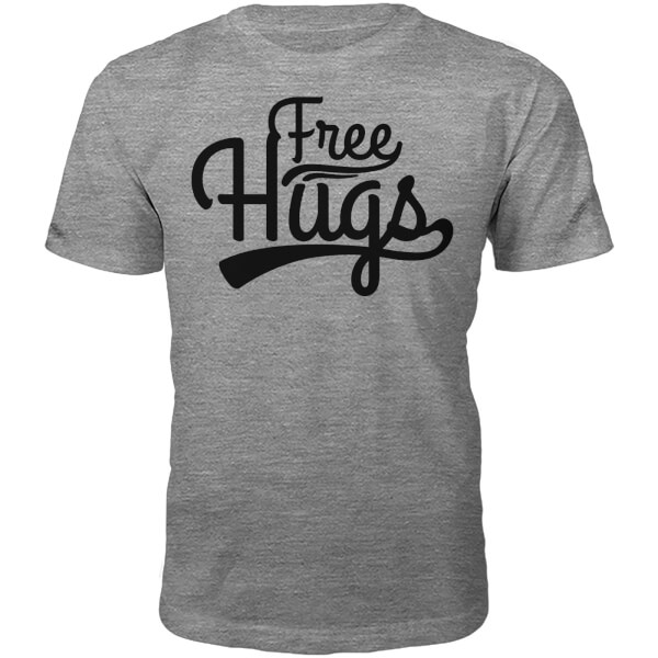 The Slogan Collection Free Hugs Slogan T-Shirt - Grey - S - Grey | adult