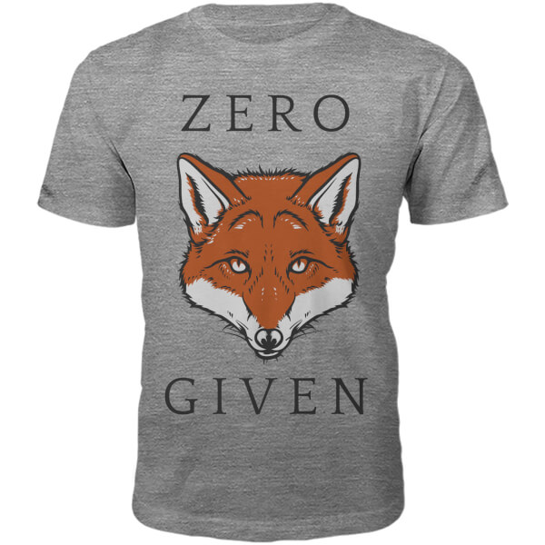 Zero Fox Given Slogan T-Shirt - Grey - S - Grey