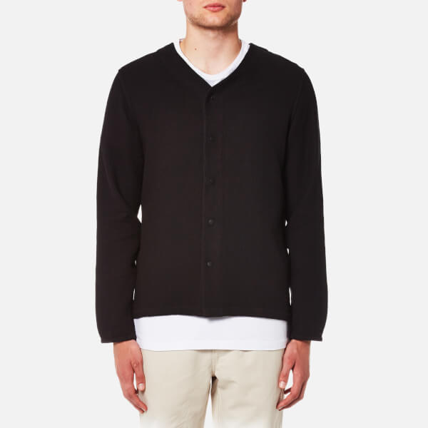 Folk Men's Long Sleeve Bowling Shirt Black Waffle Free UK Delivery