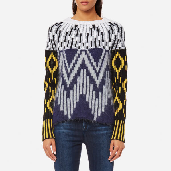 KENZO Women's Brushed Mohair Blend Jacquard Jumper Pale Grey Free