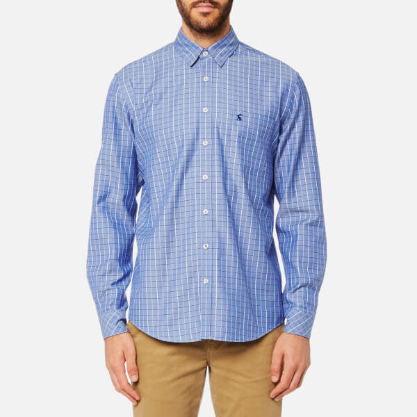 Joules Men's Long Sleeve Classic Shirt Blue Check Mens Clothing