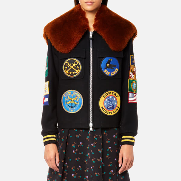 Coach Women's Military Patch Bomber Jacket Black Free UK Delivery