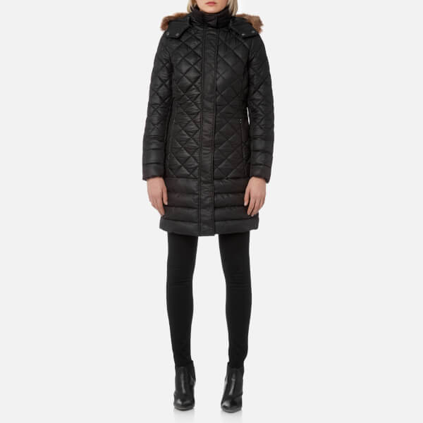 Joules Women's Snowshill Padded Long Line Coat Black Womens Clothing