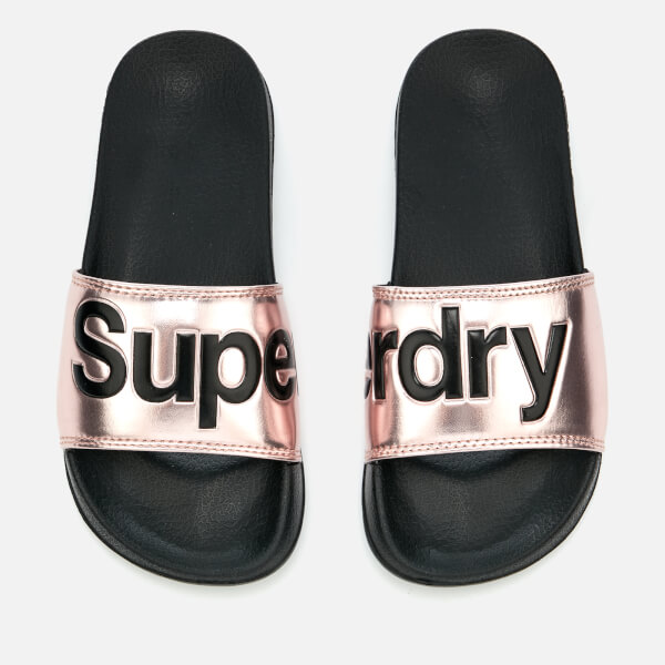 Superdry Women's Superdry Pool Slide Sandals - Metallic Rose | FREE UK ...