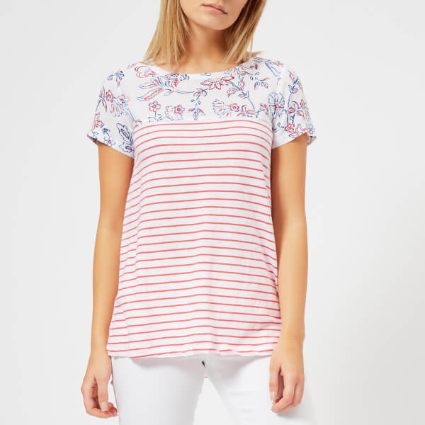 Joules Women's Suzy Jersey/Woven Mix TShirt White Indienne Floral