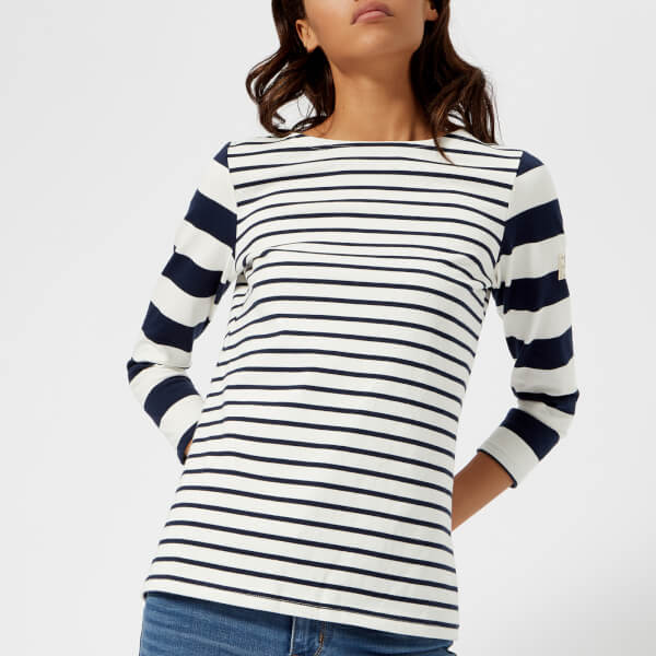 Joules Women's Harbour Jersey Top - Navy Wide Stripe Womens Clothing ...