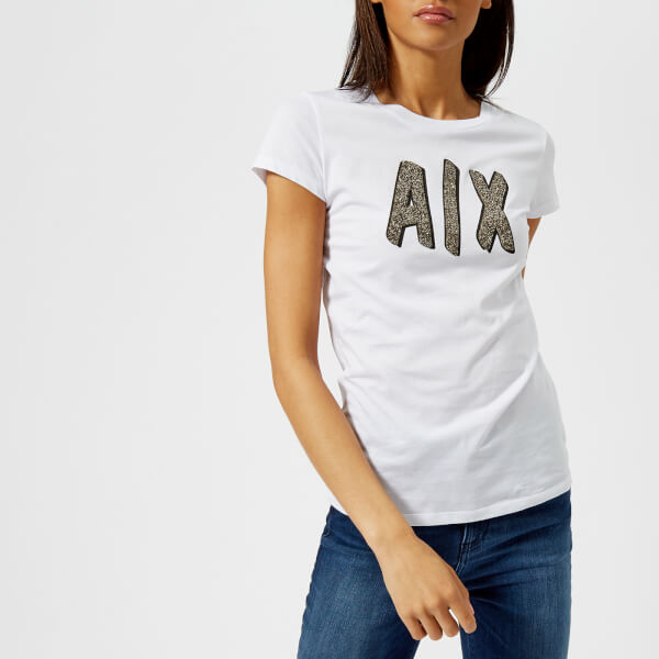 Armani Exchange Women's Glitter Logo T-Shirt - White Womens Clothing ...