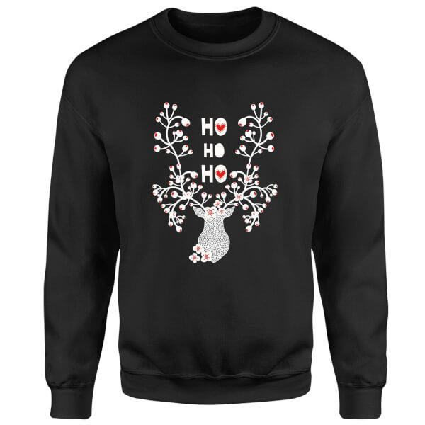 Ho Ho Ho Reindeer Sweatshirt - Black | Pop In A Box UK