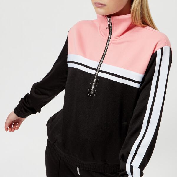 Juicy Couture Women's Stripe Tricot Half Zip Track Jacket Pitch Black