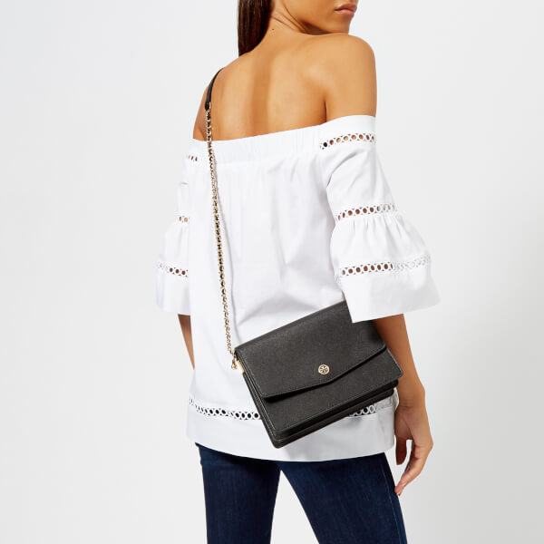 Tory Burch Women's Robinson Convertible Shoulder Bag Black/Royal Navy