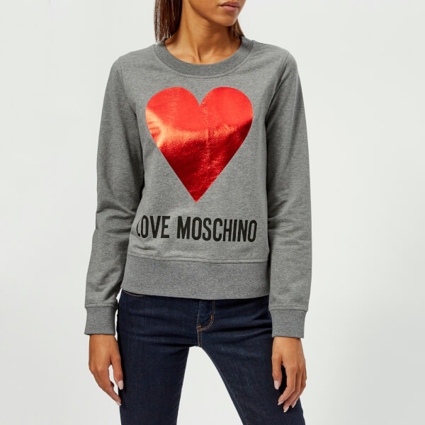 Love Moschino Women's Heart Logo Sweatshirt - Dark Grey Womens Clothing ...