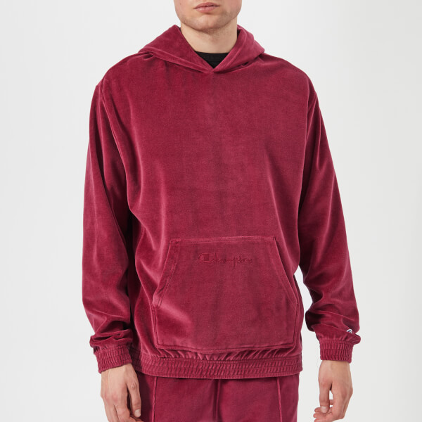Champion Men's Velour Oversized Hoody Burgundy Mens Clothing