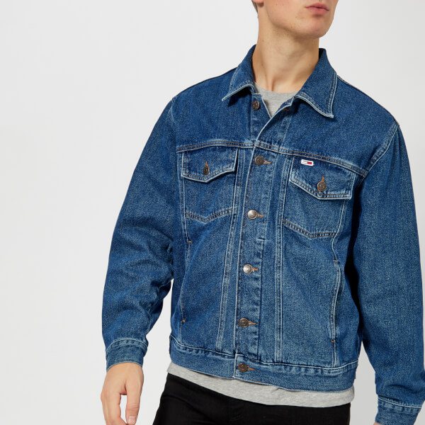 Tommy Jeans Men's Classic Denim Jacket Mid Blue Rigid Clothing