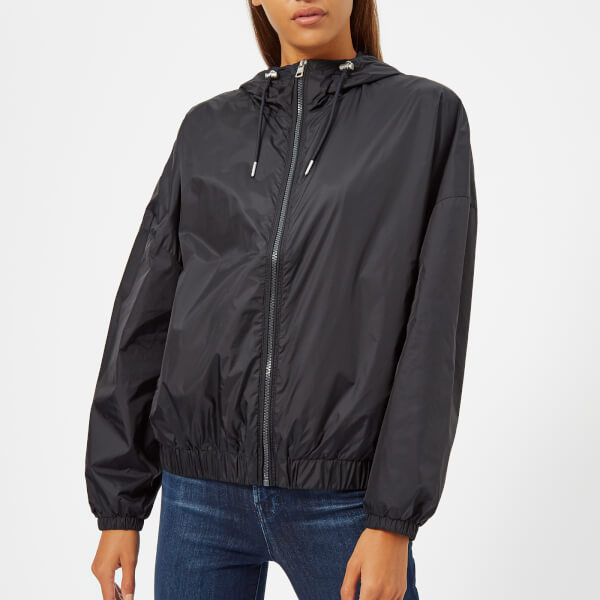 Calvin Klein Jeans Women's Hooded Zip Up Windbreaker Jacket CK Black