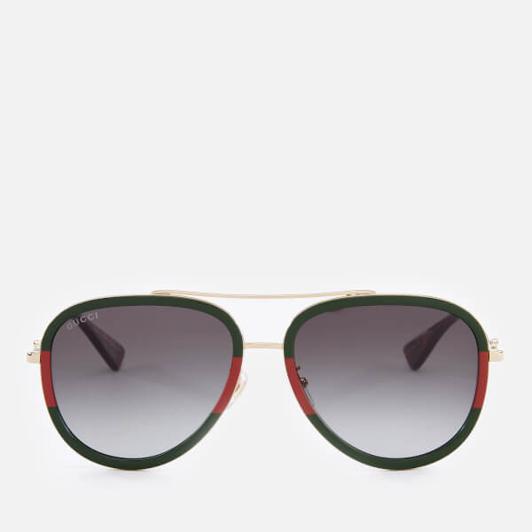 Gucci Women's Metal Aviator Sunglasses Gold/Green Free UK Delivery over £50