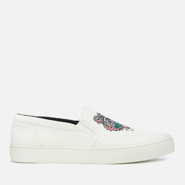 KENZO Men's Canvas Tiger Slip On Trainers - White - Free UK Delivery over Â£50