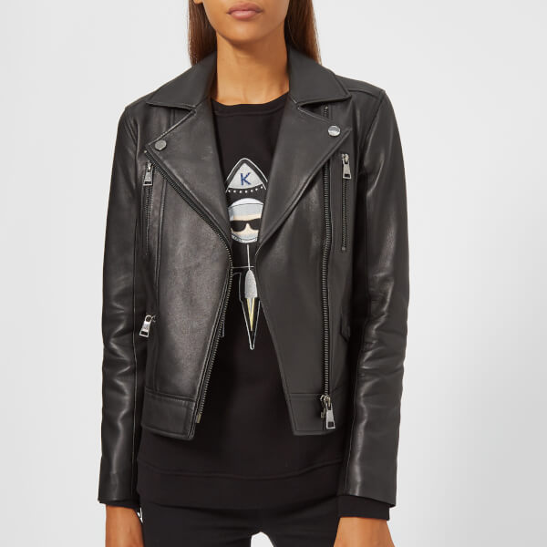 Karl Lagerfeld Women's Ikonik Biker Jacket - Black Womens Clothing ...