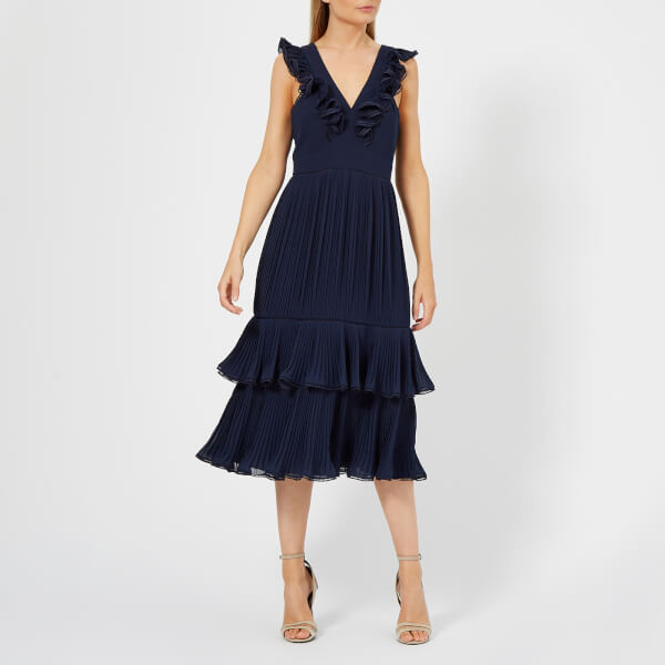 Whistles Women's Florella Pleated Dress Navy Womens Clothing