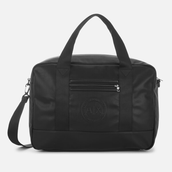 Armani Exchange Men's Debossed Logo Overnight Bag Black
