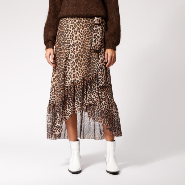 mesh leopard maxi skirt