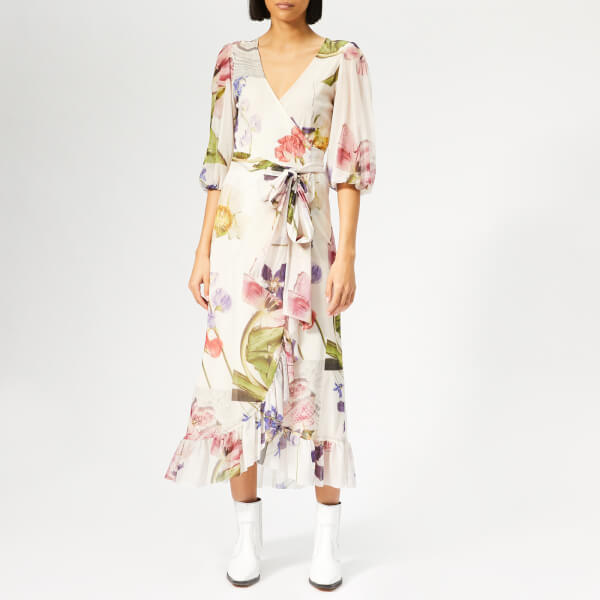 ganni white floral dress