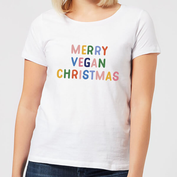 Christmas Merry Vegan Christmas Women's Christmas T-Shirt - White - XS - White | adult