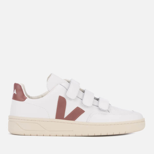 Veja Women's V-12 Velcro Leather Trainers - Extra White/Dried Petal ...