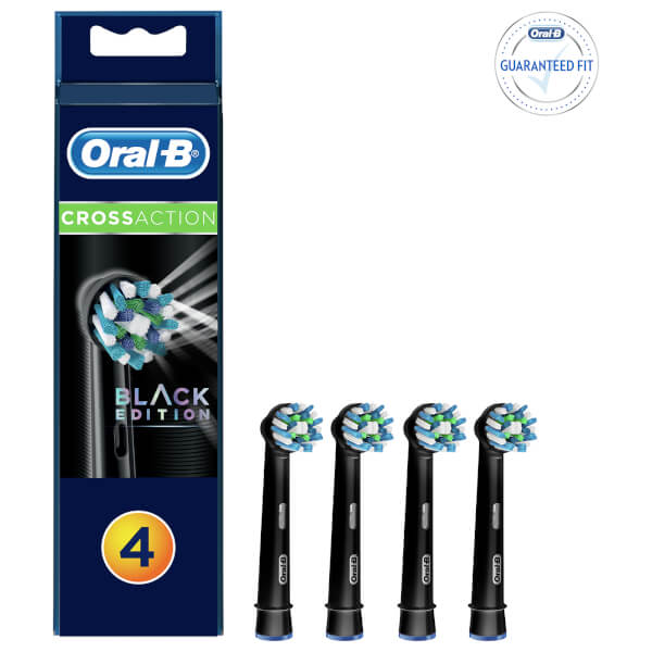 Oral B Oral-b Crossaction Replacement Electric Toothbrush Heads - Black Edition (pack Of 4)