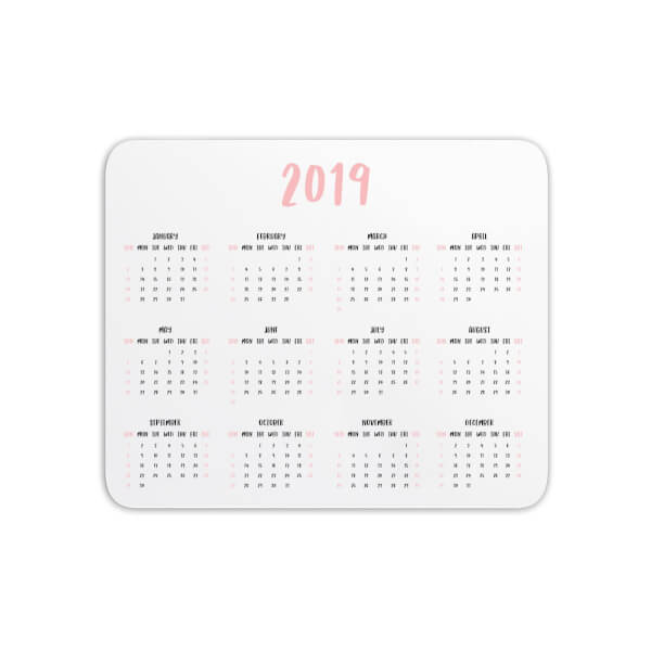 Mouse Mats 2019 Calendar Pink Mouse Mat