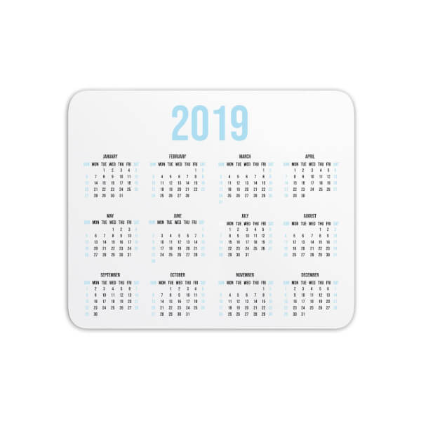 Mouse Mats 2019 Calendar Blue Mouse Mat